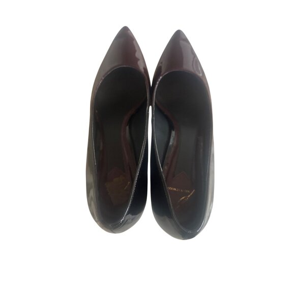 Brian Atwood Burgundy & Black Patent Leather Block Heel Pumps Size 10 - Picture 6 of 6
